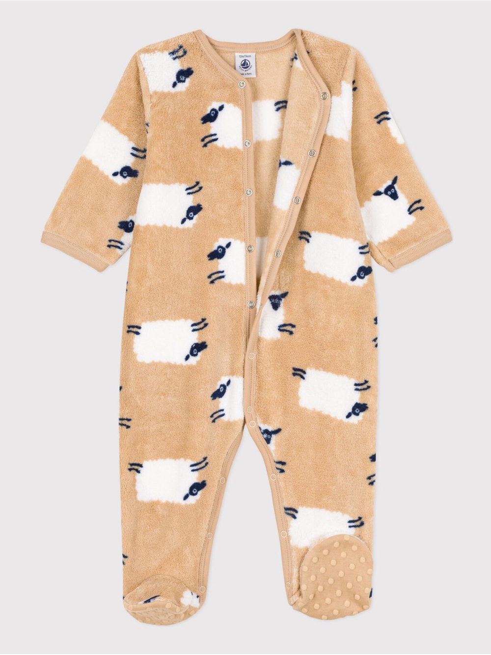 Baby Cozy Sheep-Print Fleece Onesie - Tan/White - 12M (74cm) - Picture 2 of 10
